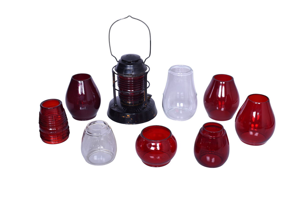 6018 - Dietz Night Watch Lantern and Eight Red and Clear Globes thumbnail