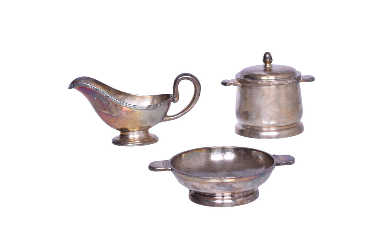 6041 - International Silver Illinois Central Railroad Sauce Boat, Sugar Bowl, and Double Handled Bowl thumbnail