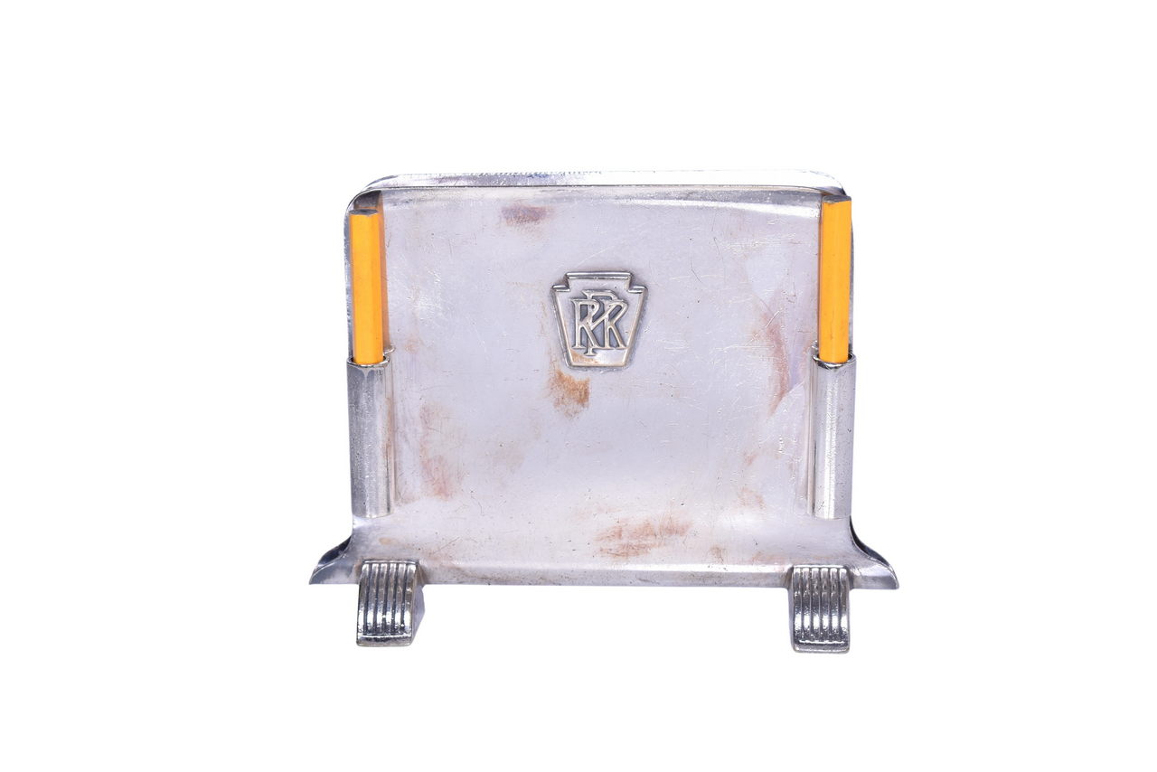 6045 - International Silver Pennsylvania Railroad Menu Holder thumbnail