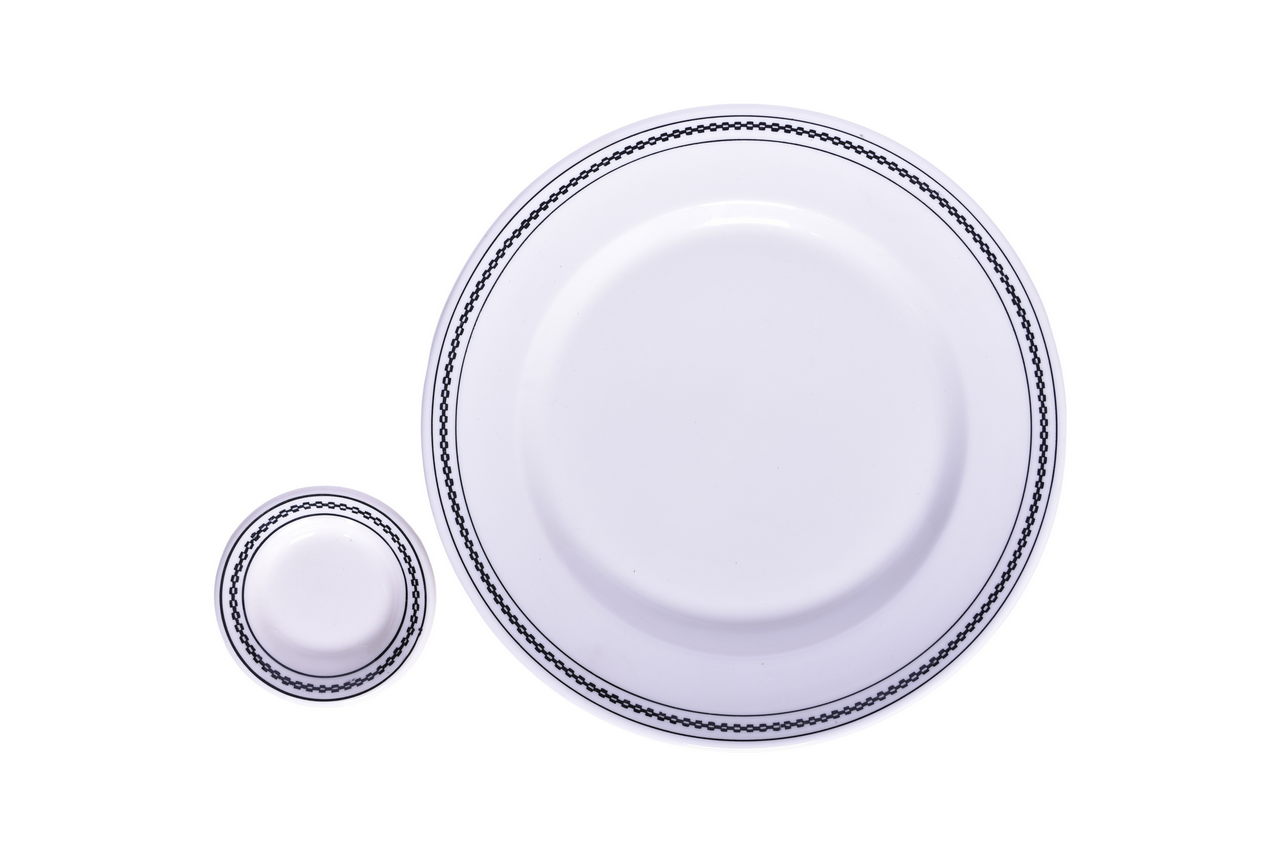 6047 - Atchison, Topeka and Santa Fe Railway China Black Chain Dinner Plate and Butter Pat thumbnail