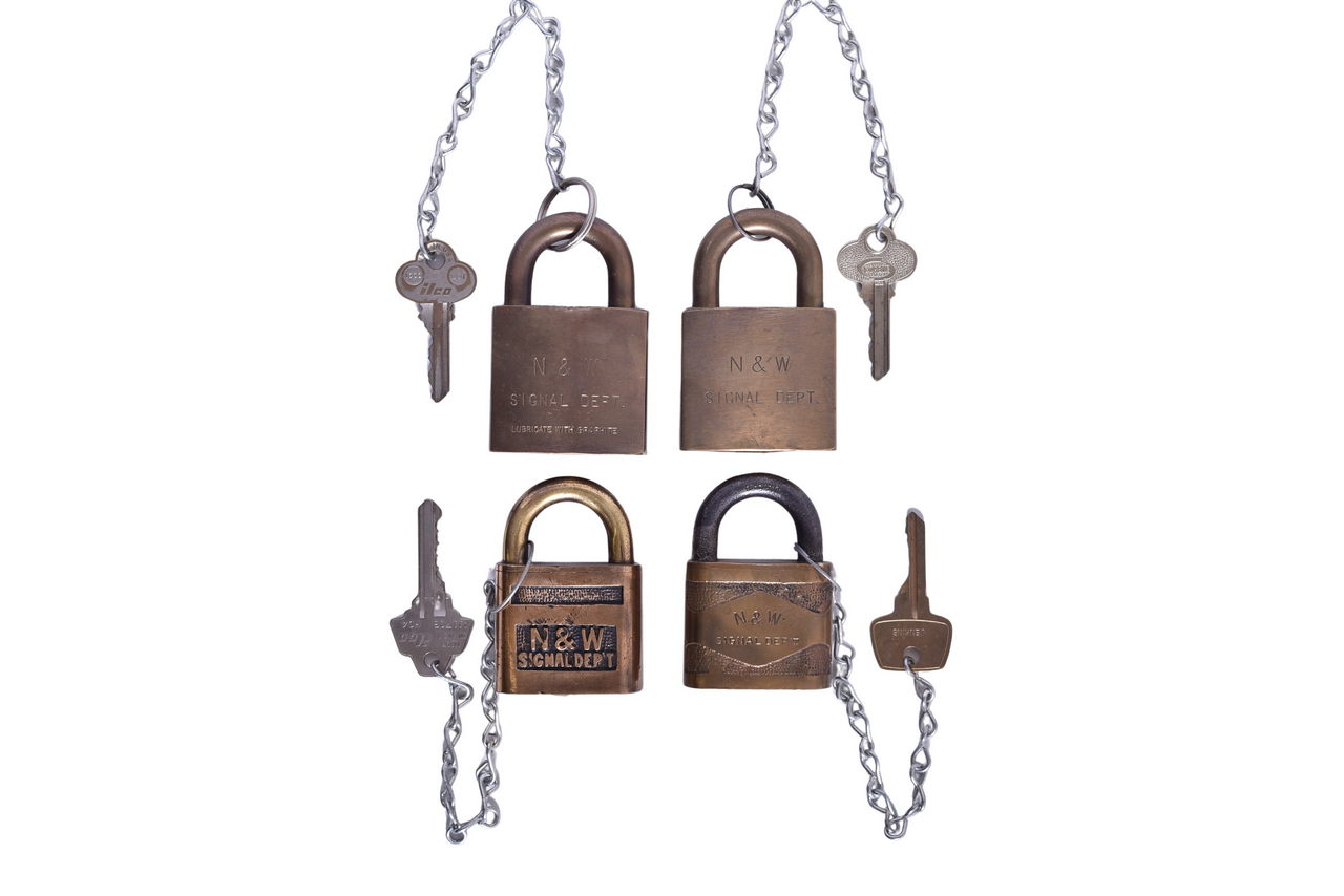 6062 - Four Norfolk and Western Railway Signal Department Brass Locks thumbnail