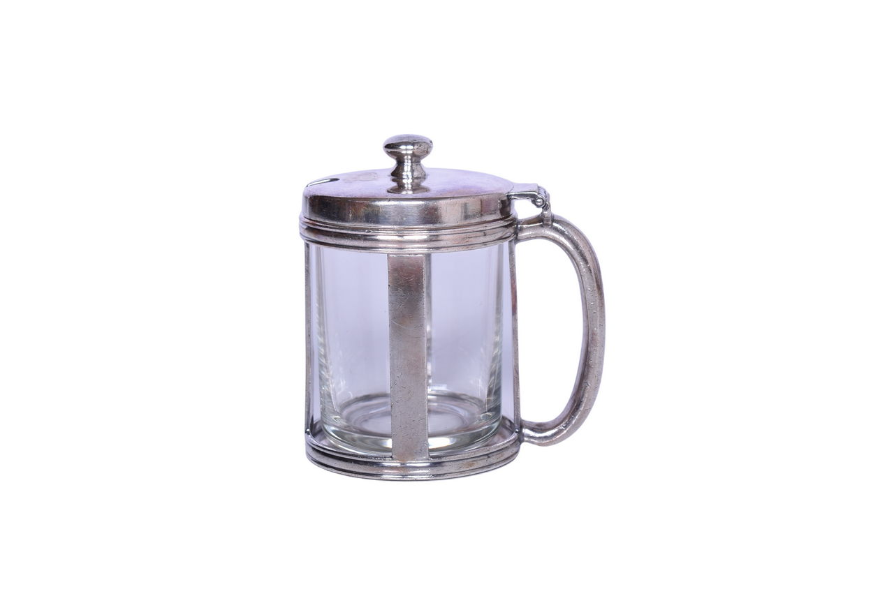 6073 - Reed and Barton Pennsylvania Railroad Silver Mustard Pot w/ Glass Insert thumbnail