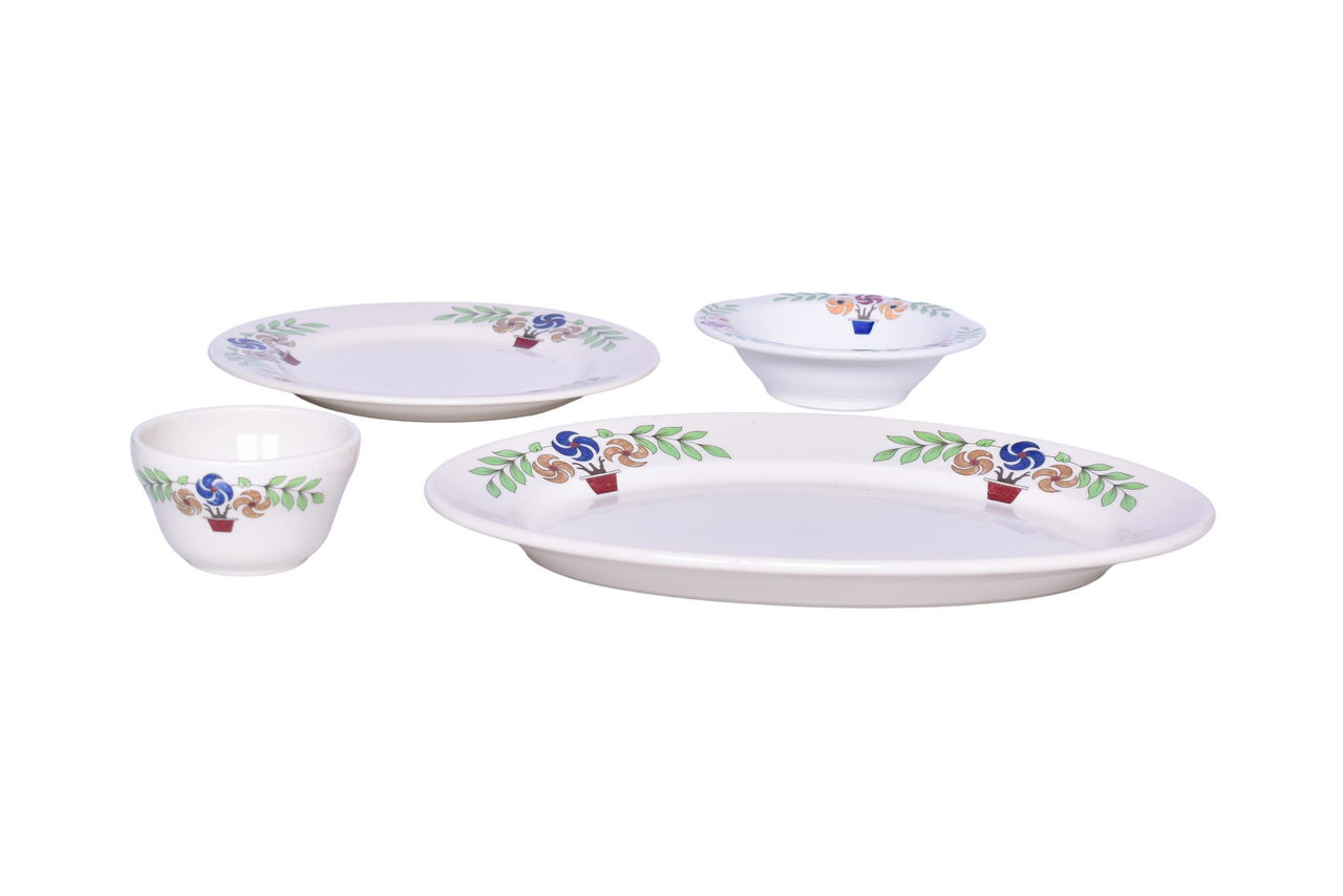 6095 - Four Pieces of Great Northern Railroad China Oriental Oval Platter, Dinner Plate, Bowl, and Bouillon Cup thumbnail