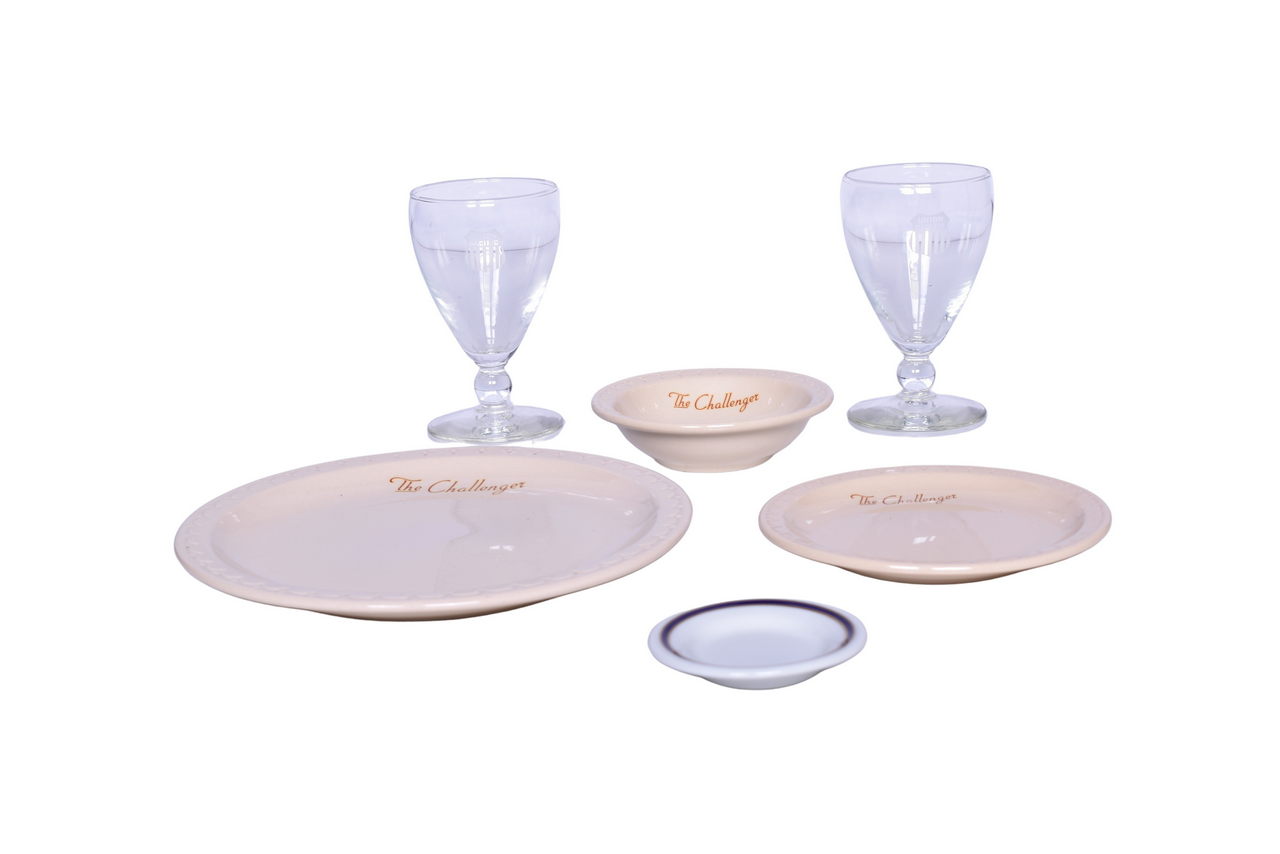 6101 - Six Pieces of Union Pacific Railroad China and Glassware - The Challenger, Blue and Gold, and Water Glasses thumbnail