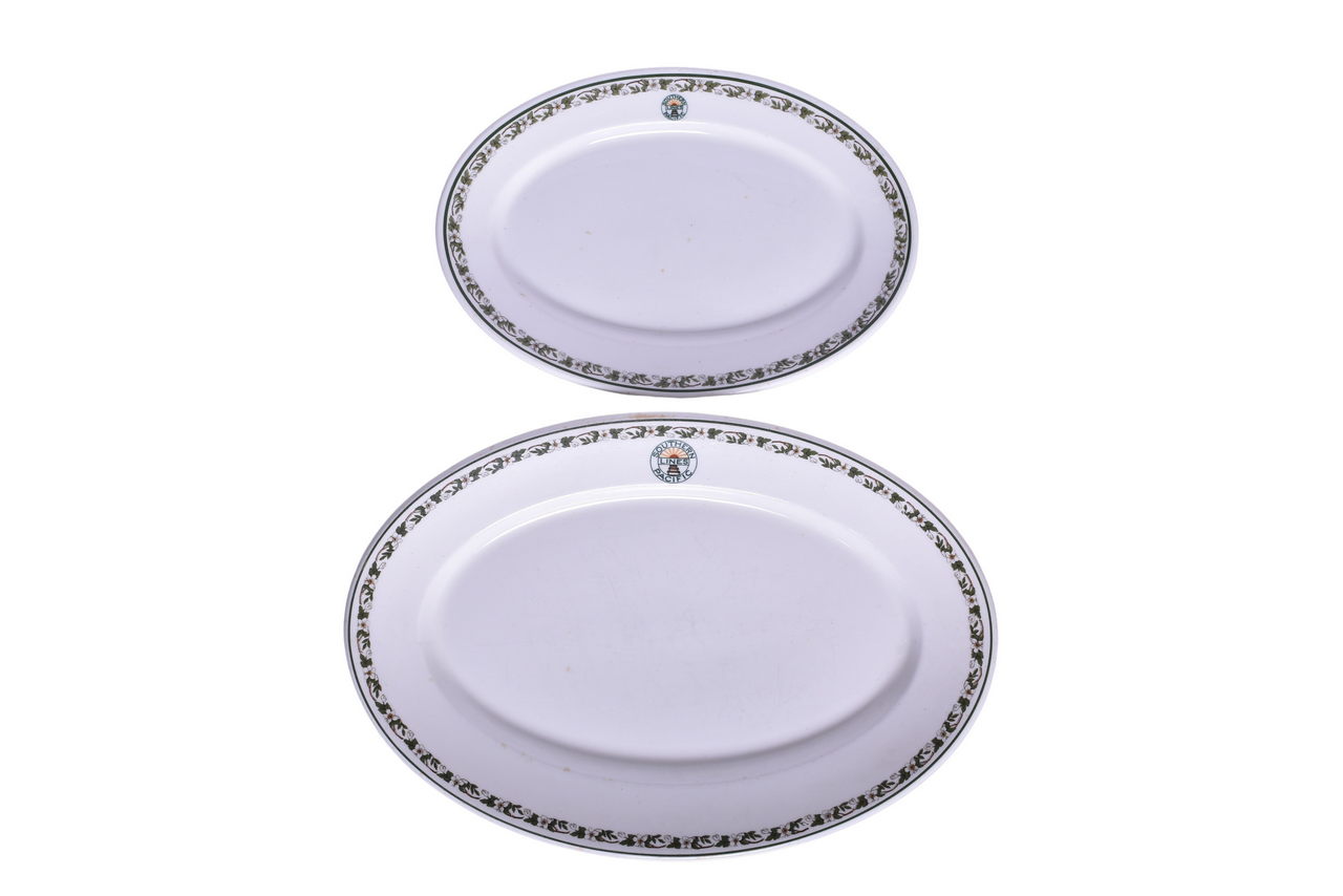 6137 - Pair of Southern Pacific Lines Railroad China Sunset Oval Platters thumbnail