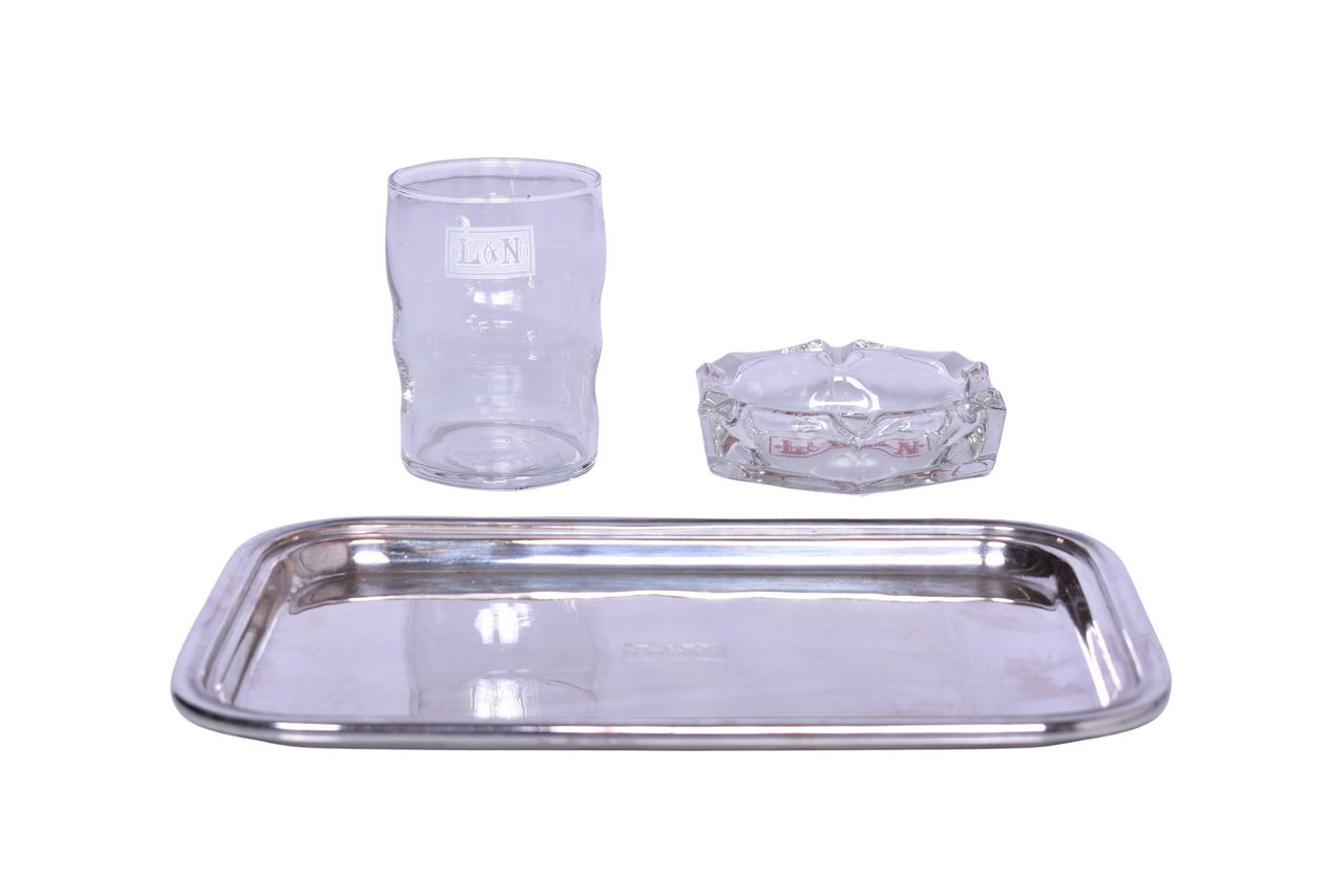 6139 - Louisville and Nashville Railroad Silver Tray, Ashtray, and Drinking Glass thumbnail