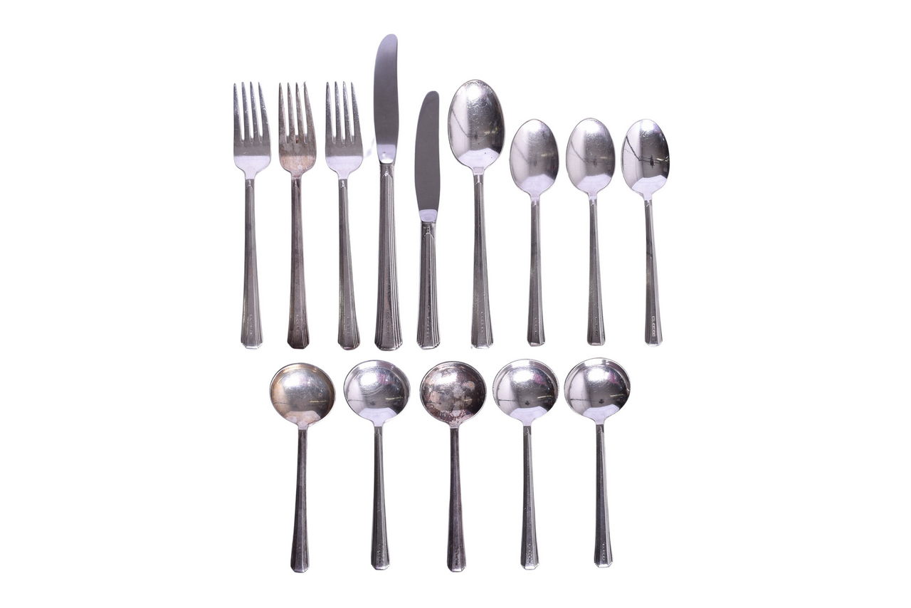 6147 - Fourteen Pennsylvania Railroad Broadway Silver Flatware Pieces - Spoons, Forks, and Knives thumbnail