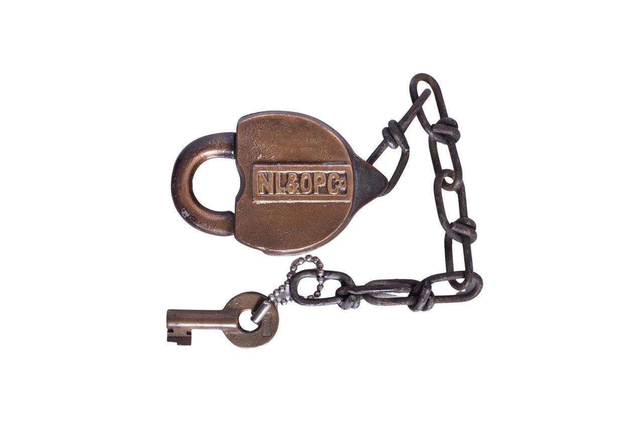 6170 - Niagara, Lockport & Ontario Power Company Brass Fraim Lock w/ Key thumbnail