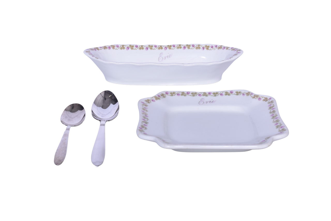 6171 - Two Pieces of Erie Railroad Gould China and Two Lackawanna Zephyr Flatware Spoons thumbnail