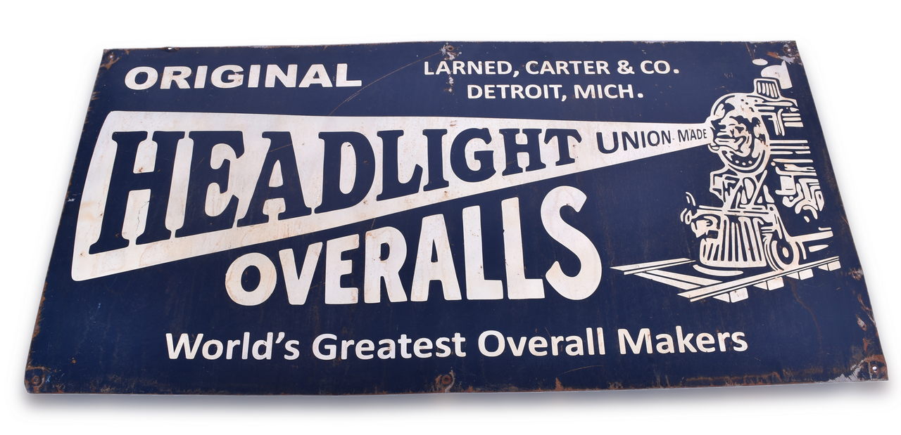6188 - Large Headlight Overalls Painted Advertising Sign thumbnail