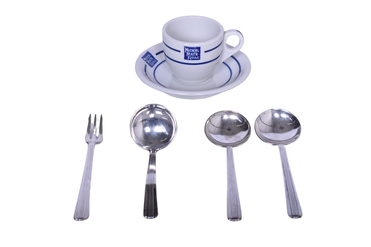 6191 - Nickel Plate Railroad China Bellevue Demitasse Set and New York Central Century Silver Flatware thumbnail