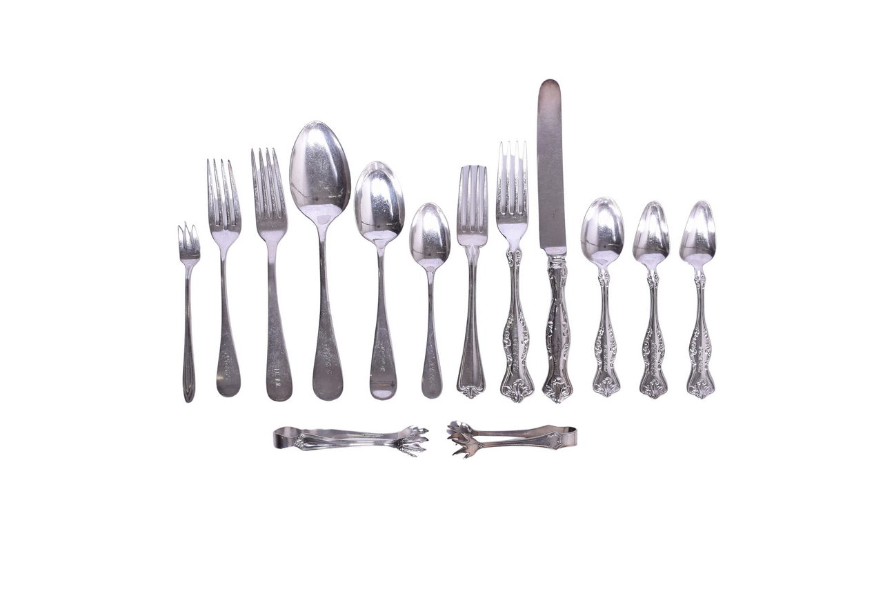 6205 - Fourteen Pieces of Illinois Central Railroad Silver Flatware Westfield, Alden, Pompeian, and Windsor thumbnail