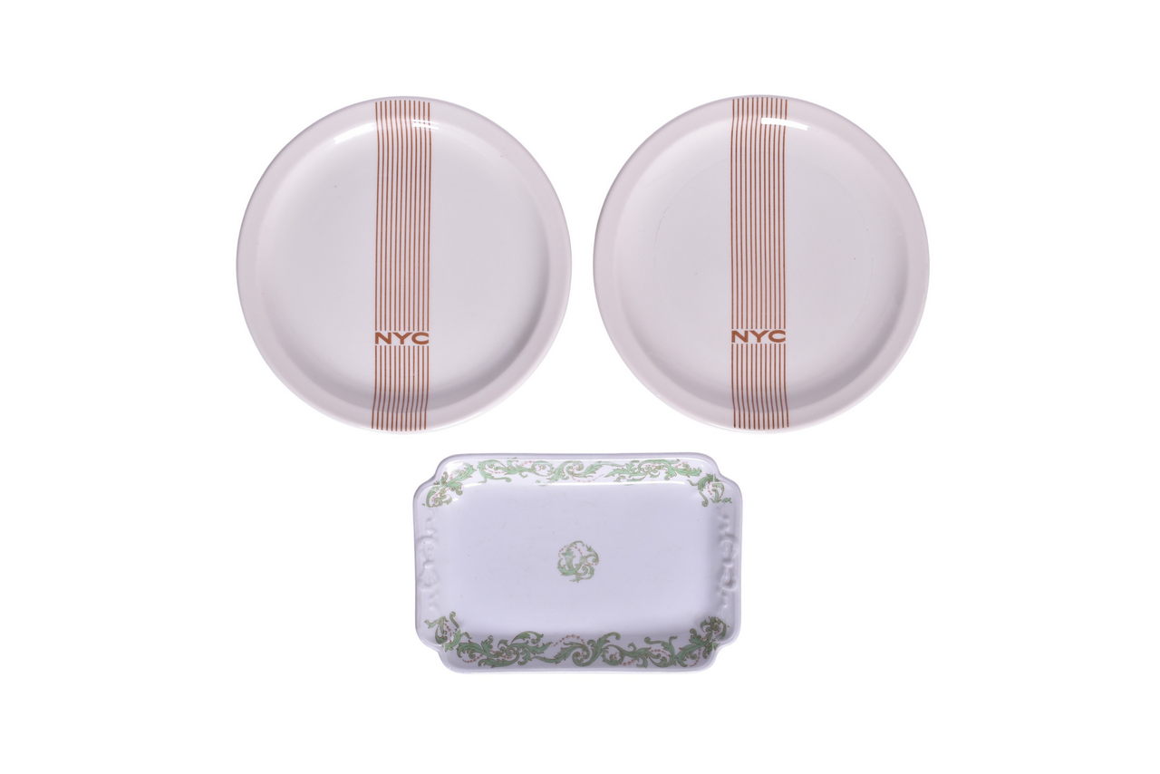 6209 - Three Pieces of New York Central Railroad China Mercury Dinner Plates and Hudson Rectangular Platter thumbnail