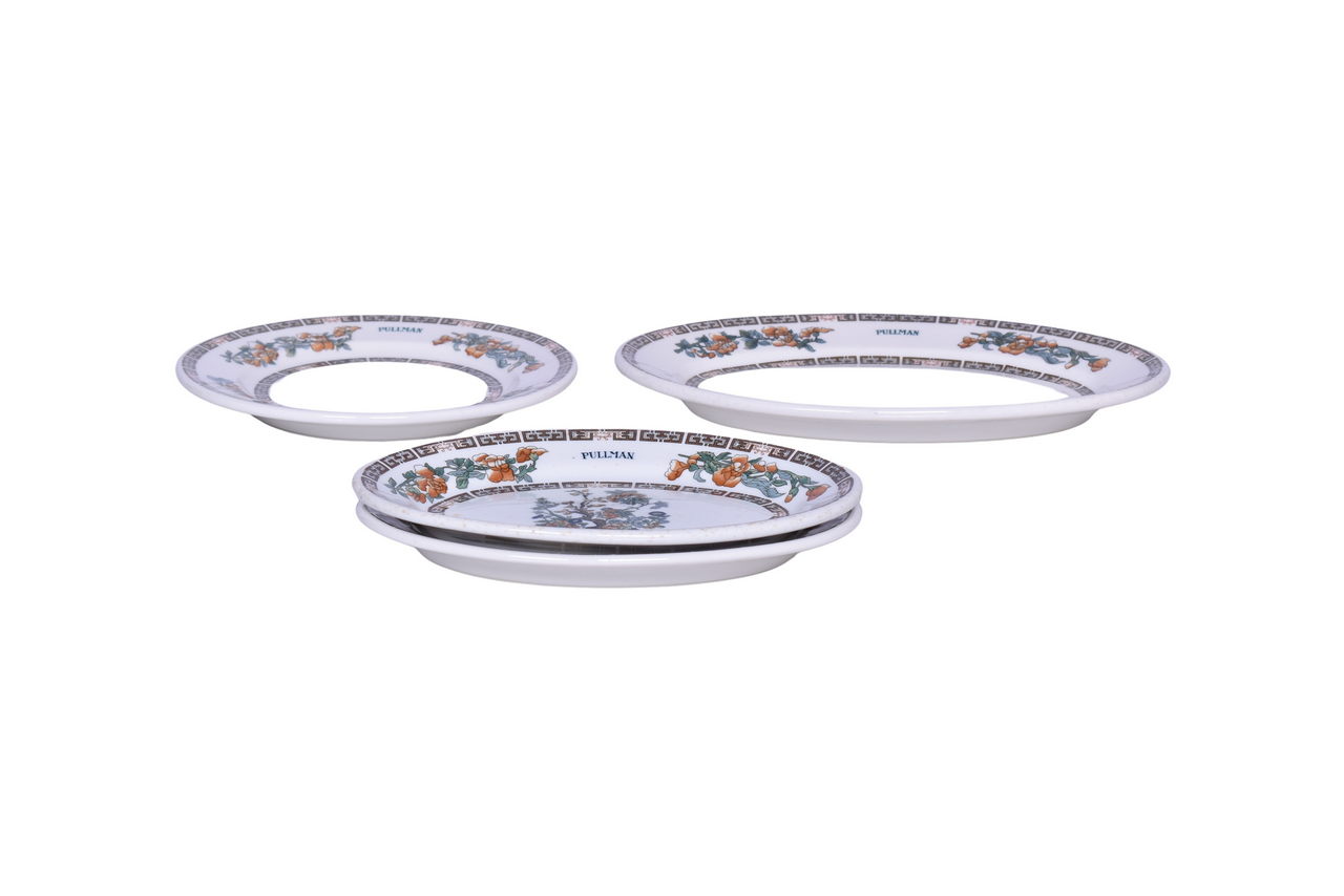 6275 - Four Pieces of Pullman Railroad China Indian Tree Oval Platters and Bread Plate thumbnail