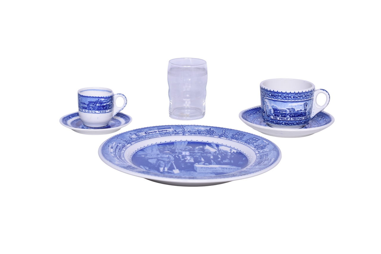 6279 - Six Pieces of Baltimore and Ohio Railroad China and Glassware - Centenary Hot Chocolate Cup, Sesquicentennial Plate, and More thumbnail