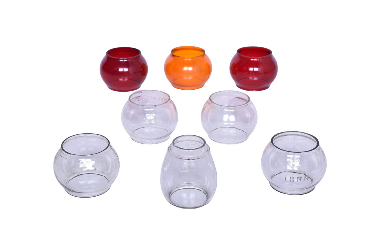 6293 - Eight Railroad Lantern Short Globes - Illinois Central, Kopp, CNX, Dietz, and Adlake Kero thumbnail