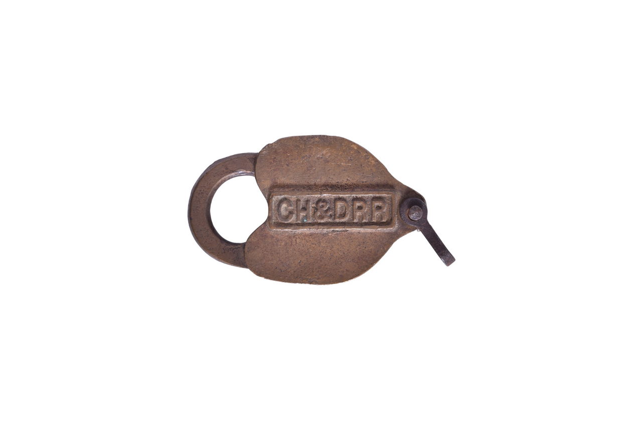 6308 - Cincinnati, Hamilton & Dayton Railroad Brass Heart Shaped Lock thumbnail