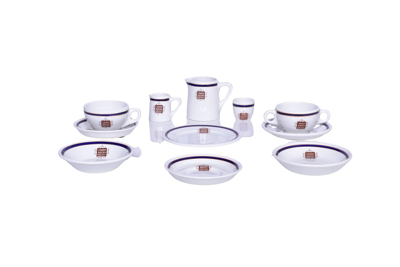 6311 - Eleven Pieces of Canadian National Railways China Bonaventure Egg Cup, Creamer, Double Handled Bouillon Cup, Etc. thumbnail