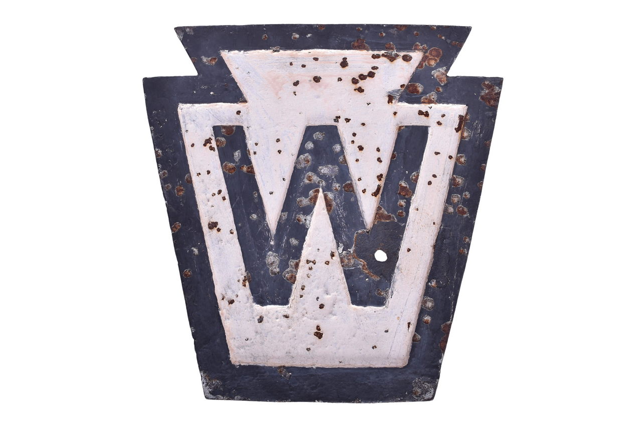 6326 - Original Pennsylvania Railroad Cast Iron Keystone Whistle Sign thumbnail
