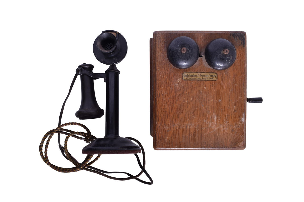 6328 - Western Electric Candlestick Telephone and Lincoln Telephone and Telegraph Wooden Wall Box thumbnail