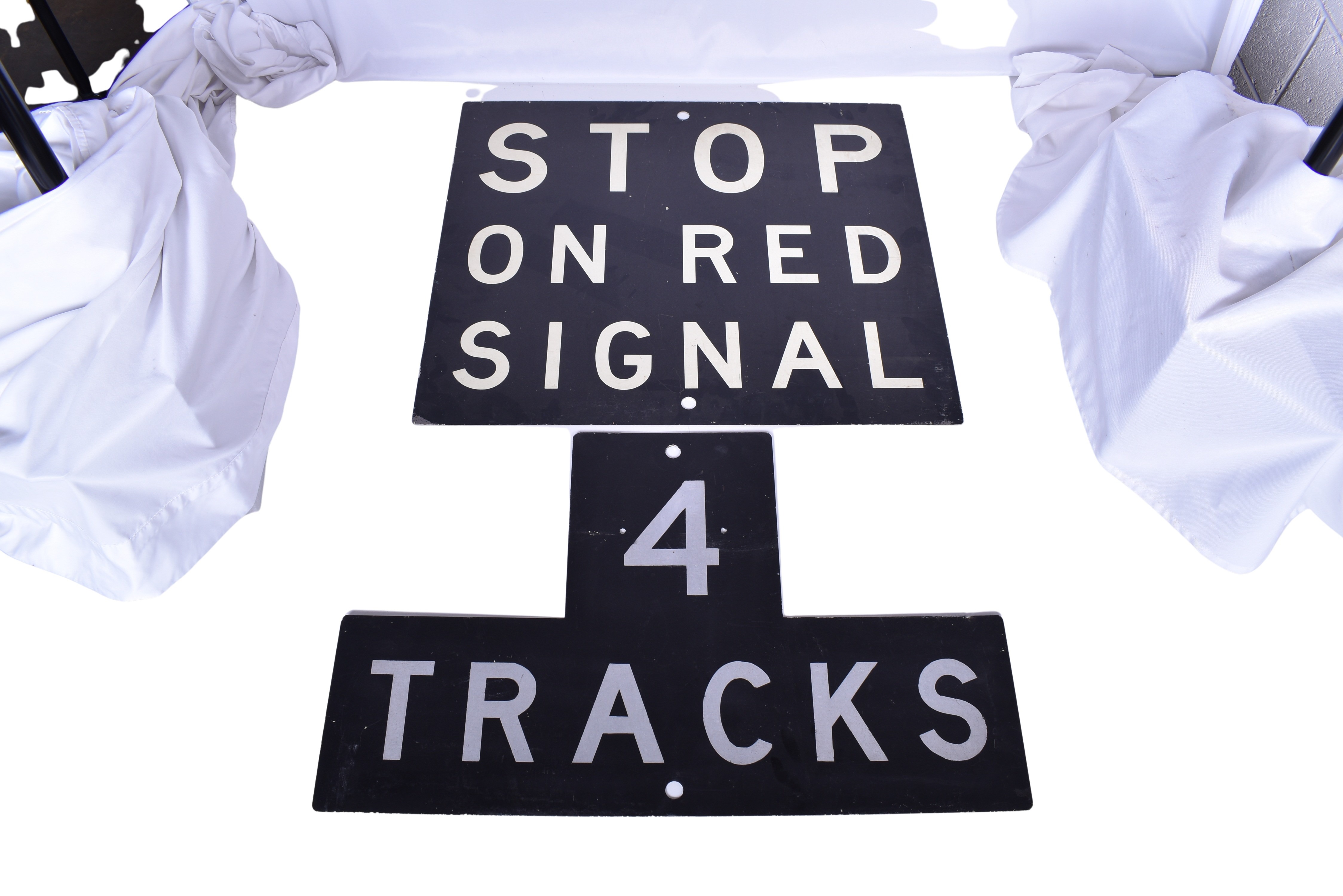 6338 - Railroad Stop on Red Signal and 4 Tracks Aluminum Signs thumbnail