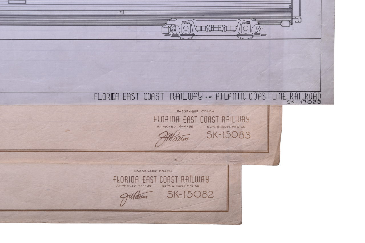 6550C - Original Budd Company Prewar Blunt End ACL / FEC Observation Car Drawings, Plus Two FEC Coach Prints thumbnail