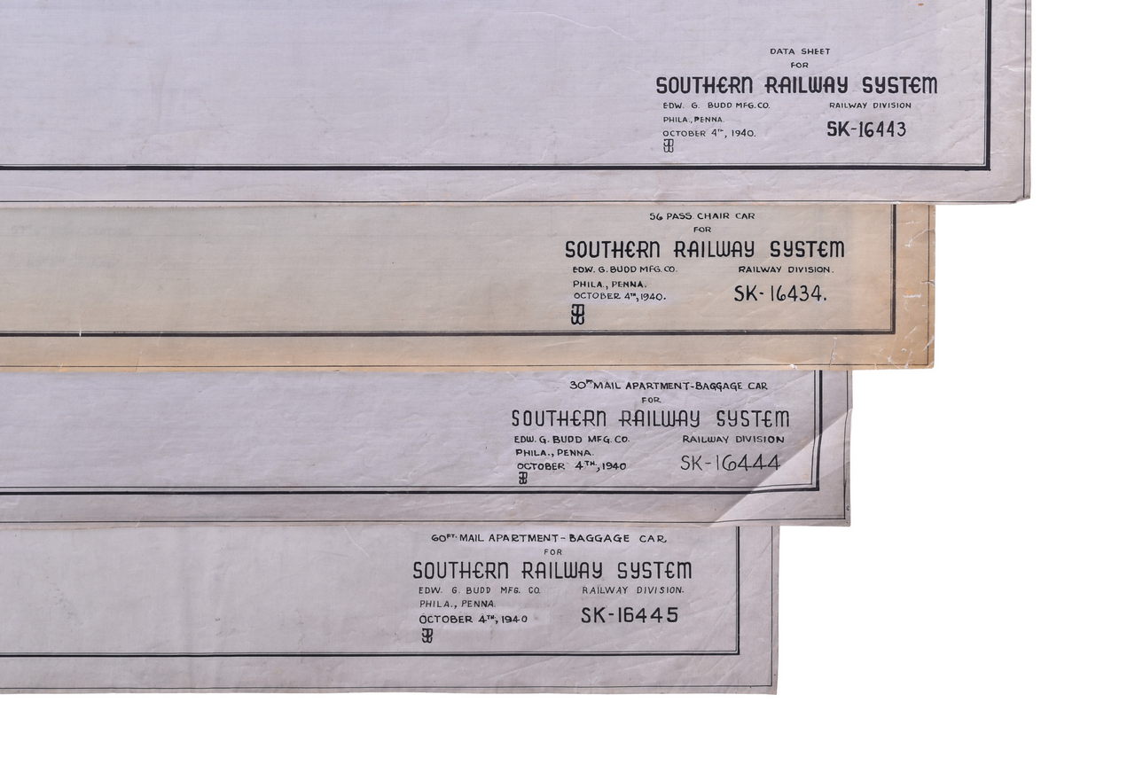 6550F - Four Original Budd Company / Southern Railway Prewar Trainset Drawings - Dated 1939 thumbnail