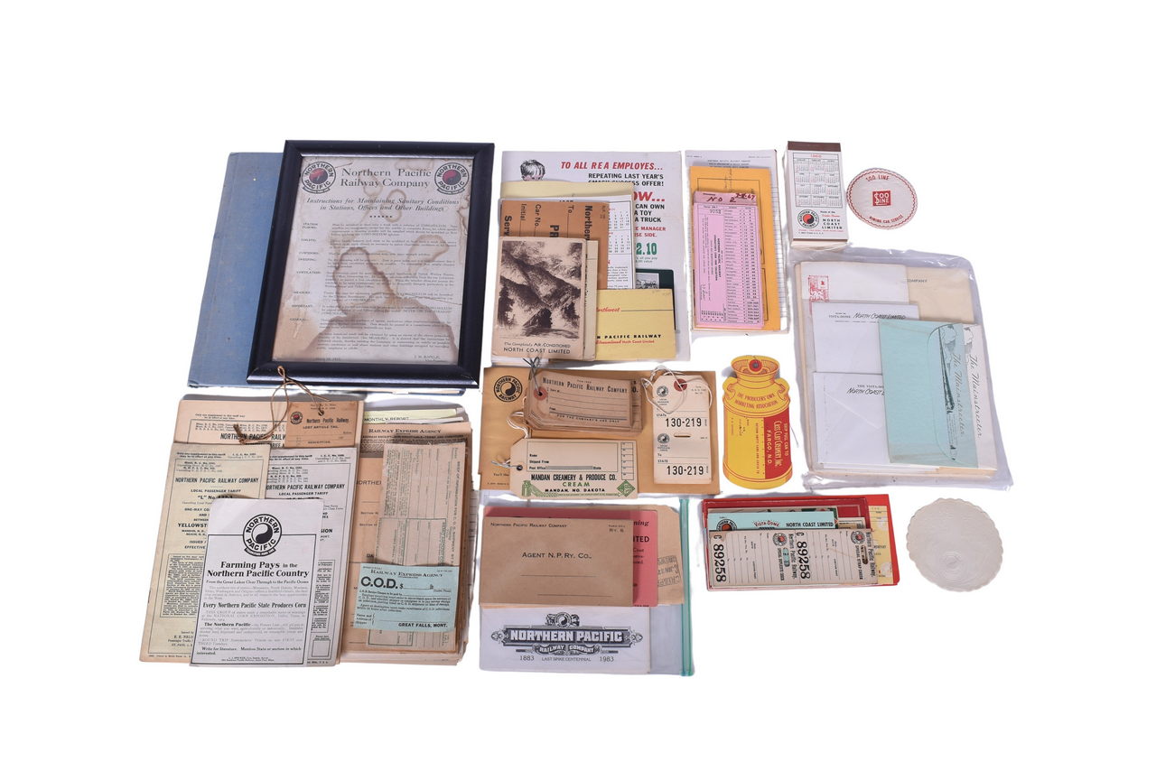 969 - Mixed Group of Northern Pacific Railroad Employee Paper, Tickets, Ink Blotter, Pocket Calendars, Notepad, Etc. thumbnail