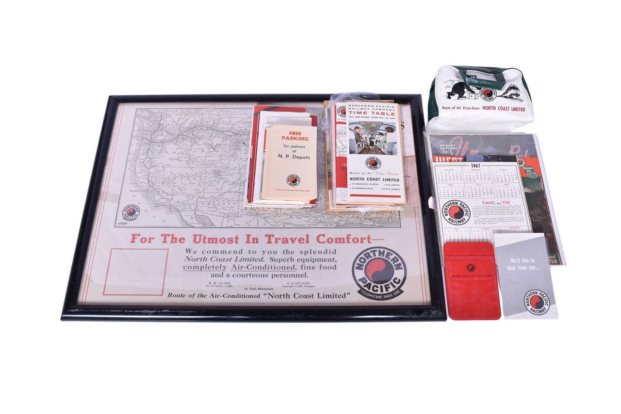 973 - Northern Pacific Railroad Map, Travel Guides, Timetables, Advertising Brochures, Souvenir Bag, and More thumbnail