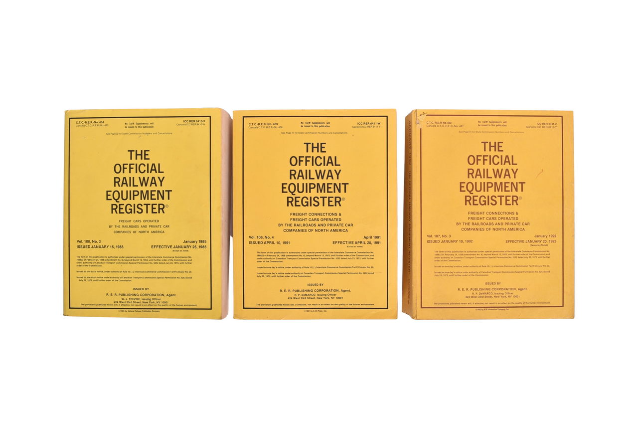 980 - Trio of Official Railway Equipment Registers - January 1985, April 1991, January 1992 thumbnail