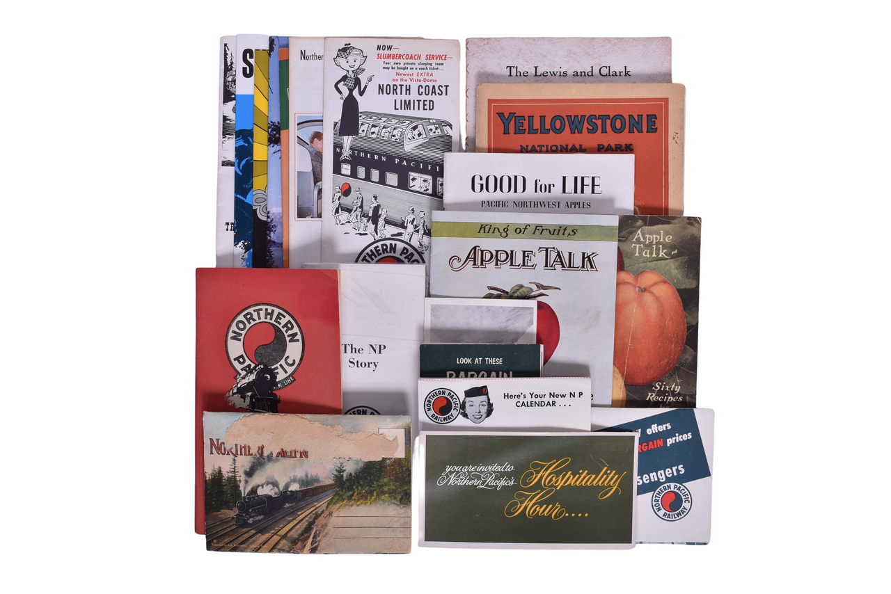 985 - Over Forty Pieces of Northern Pacific Railroad Paper Ephemera - Timetables, Travel Brochures, Recipe Booklets, Etc. thumbnail