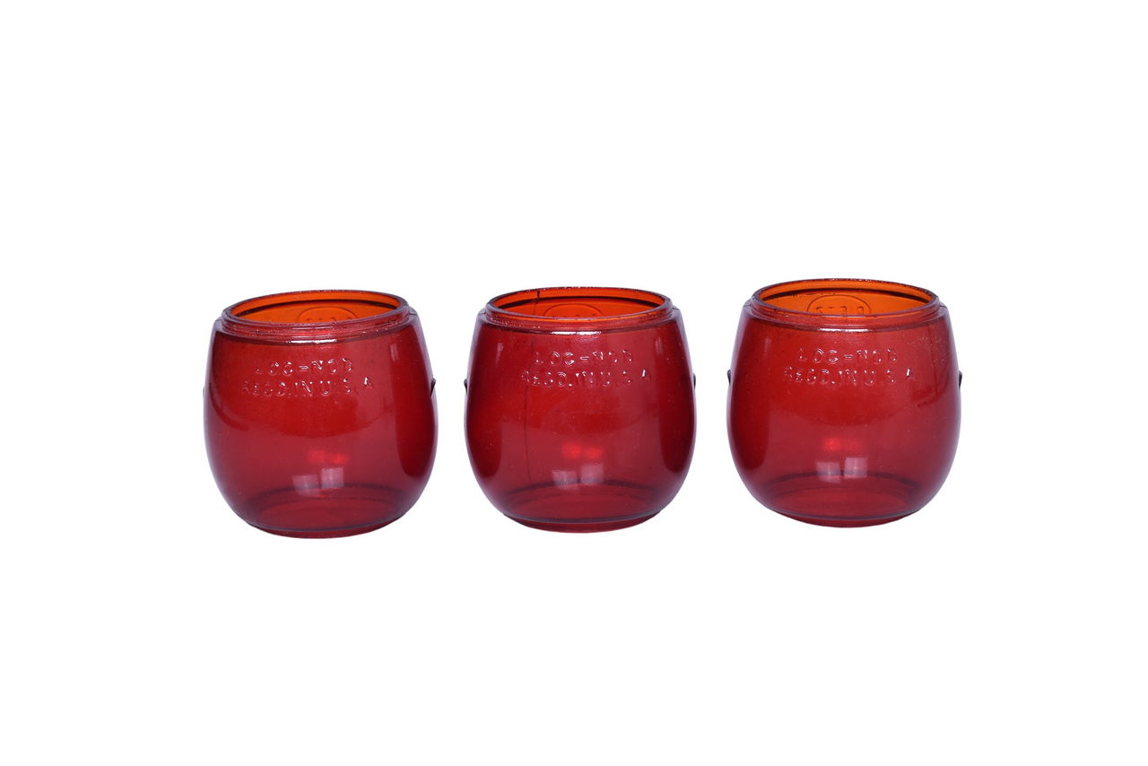 1000 - Trio of Dietz Little Wizard Railroad Lantern Red Cast Globes thumbnail