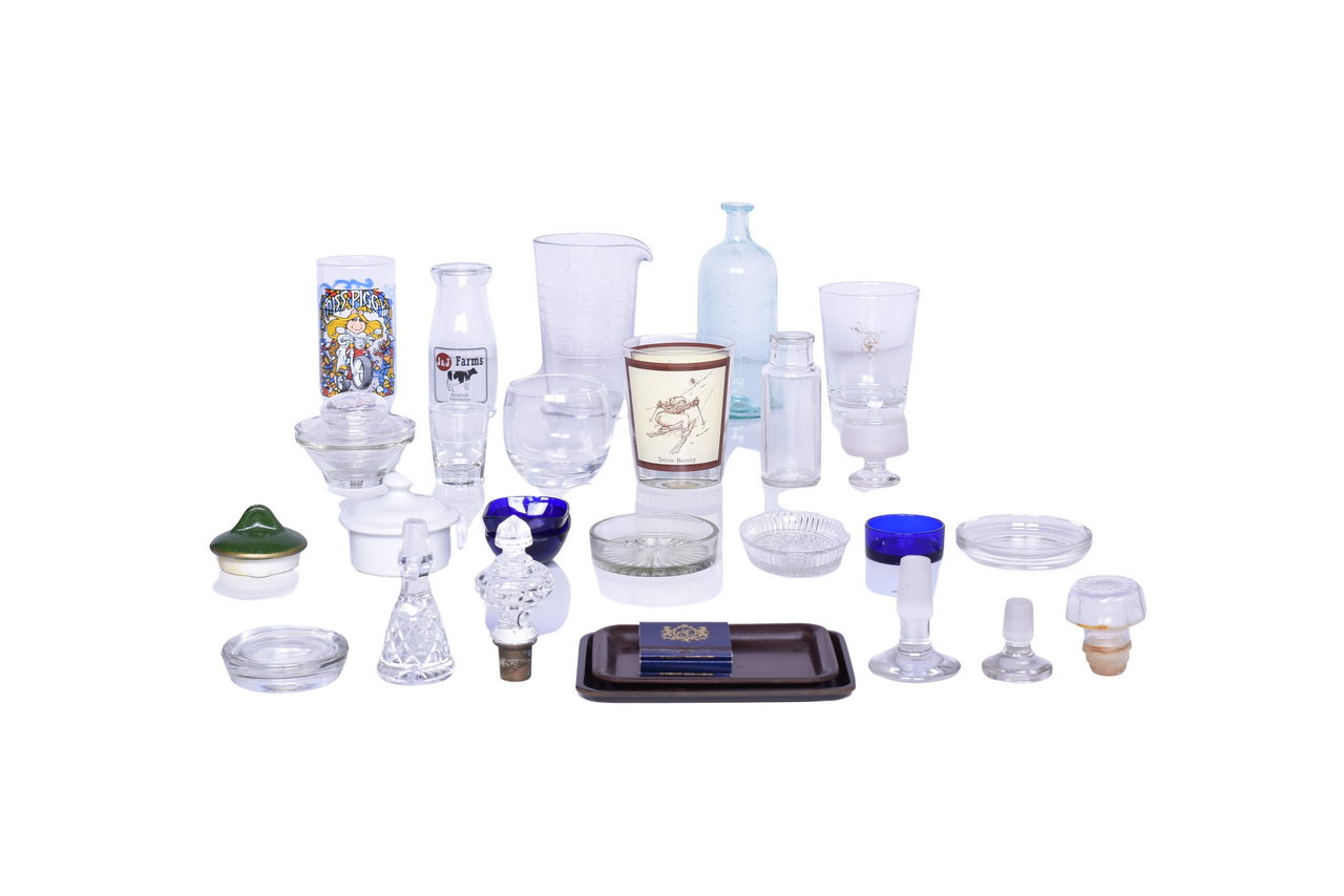1001 - Thirty-Two Pieces of Assorted Glassware and China - Railroad Parts, Restaurant Ware, Etc. thumbnail