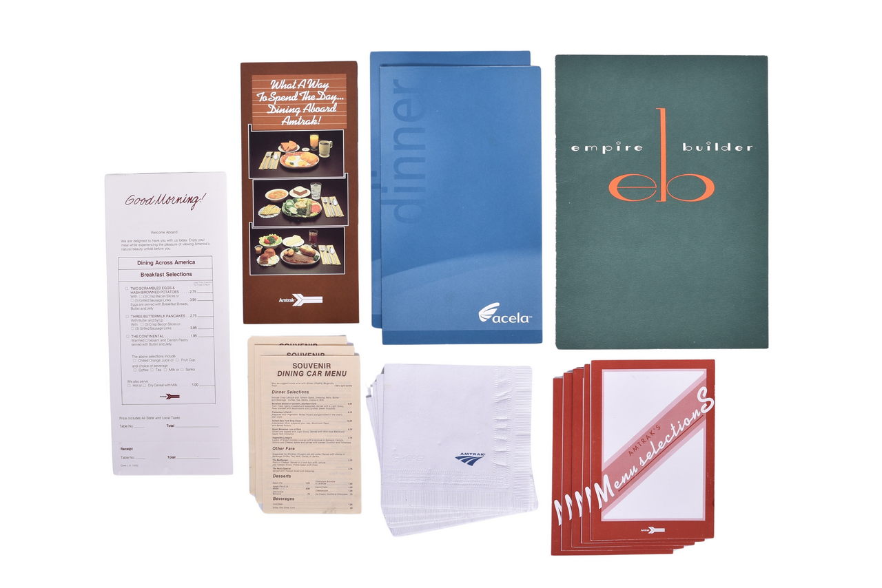 1065 - Fourteen Amtrak Railroad Menus - Acela and Great Northern Empire Builder thumbnail