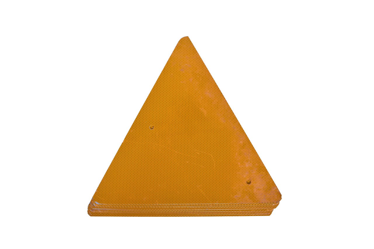 1066 - Eleven new old stock Conrail Yellow Triangle Caution Signs thumbnail