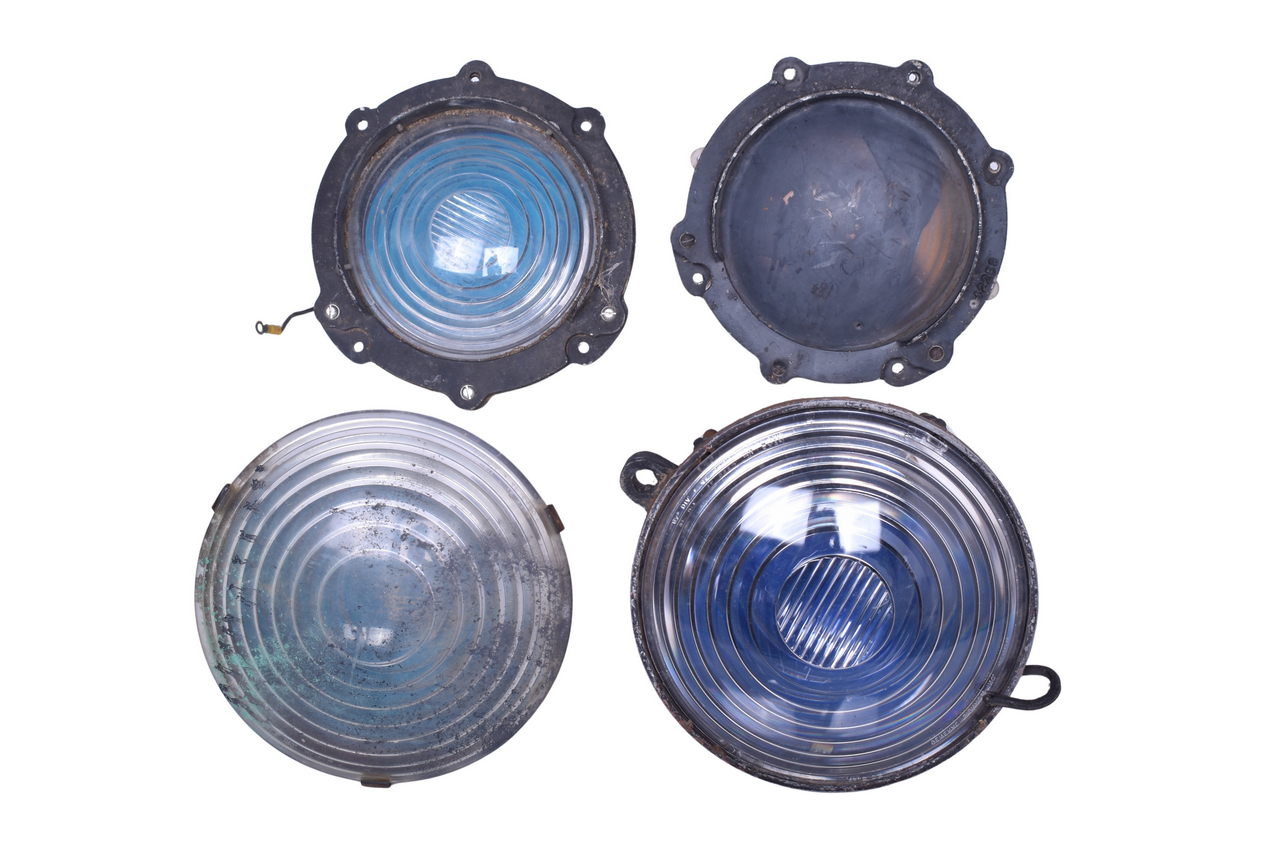 1080 - Four Large Railroad Signal Lenses with Hardware thumbnail