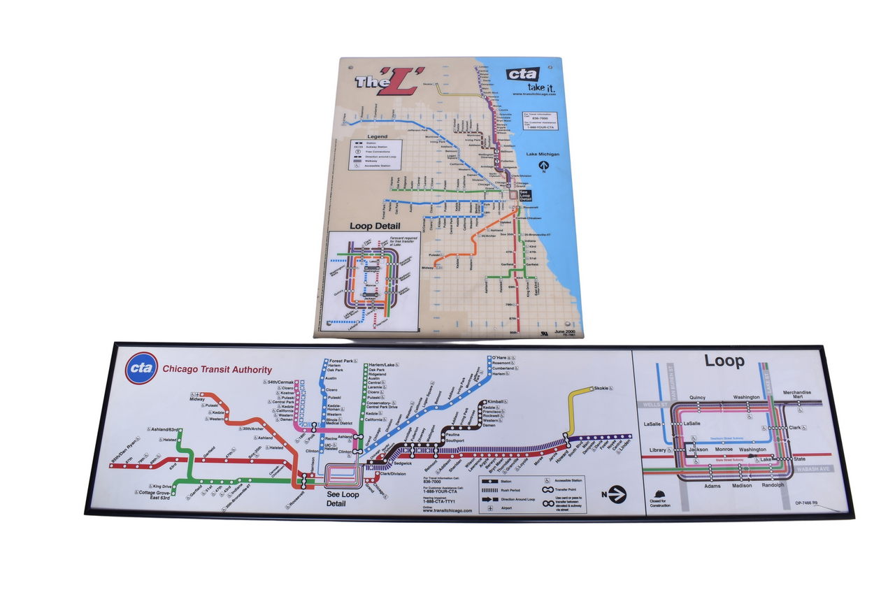 1110 - Pair of Chicago Transit Authority Maps thumbnail