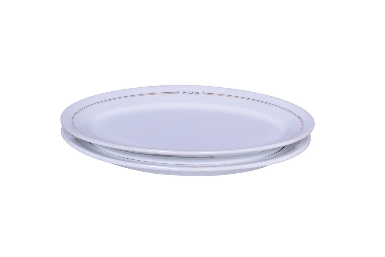 1117 - Pair of Bauscher and Burley Pullman Railroad China Calumet Oval Platter Plates 12 7/8