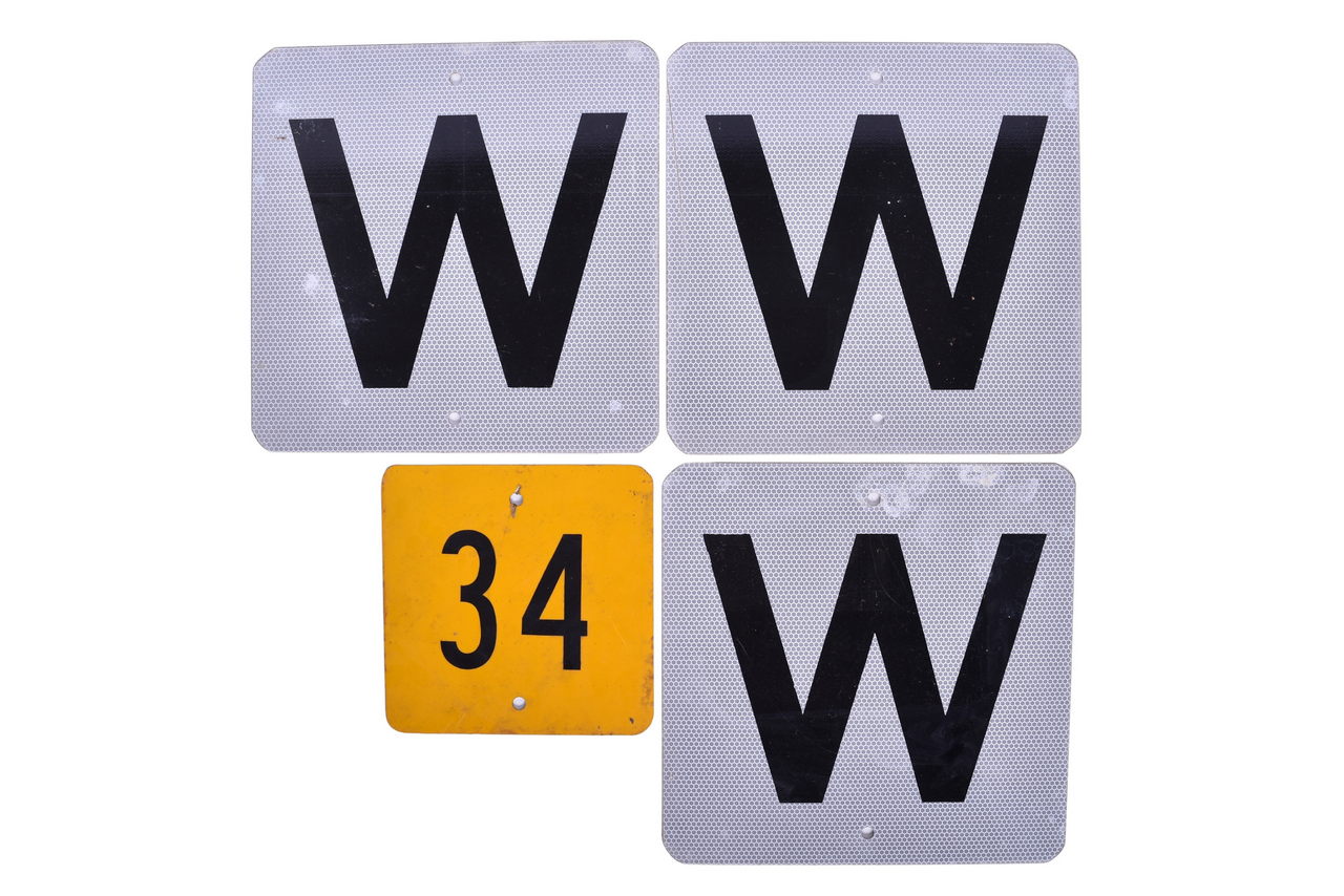 1128 - Three Aluminum Whistle Signs and A Railroad Number Sign thumbnail
