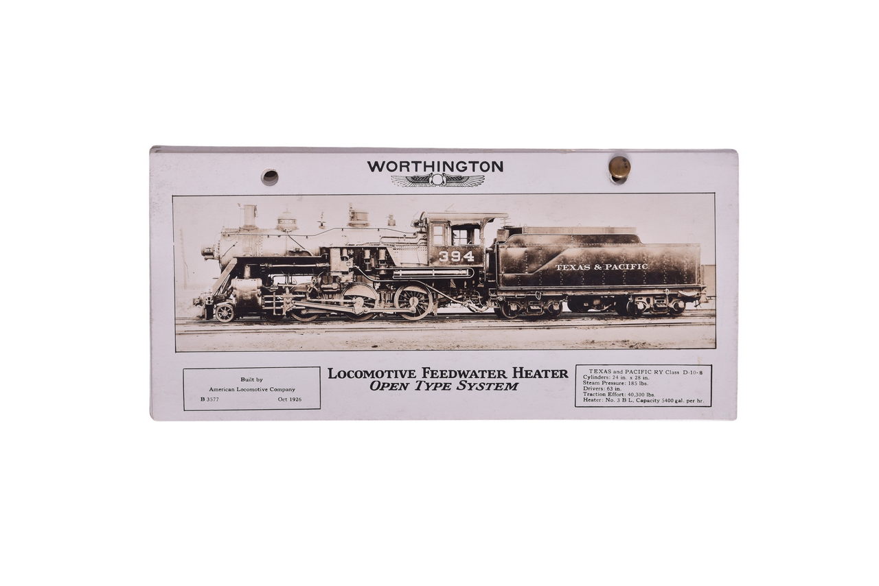 1160 - Worthington Locomotive Information Cards - Locomotive Feedwater Heater Open Type thumbnail