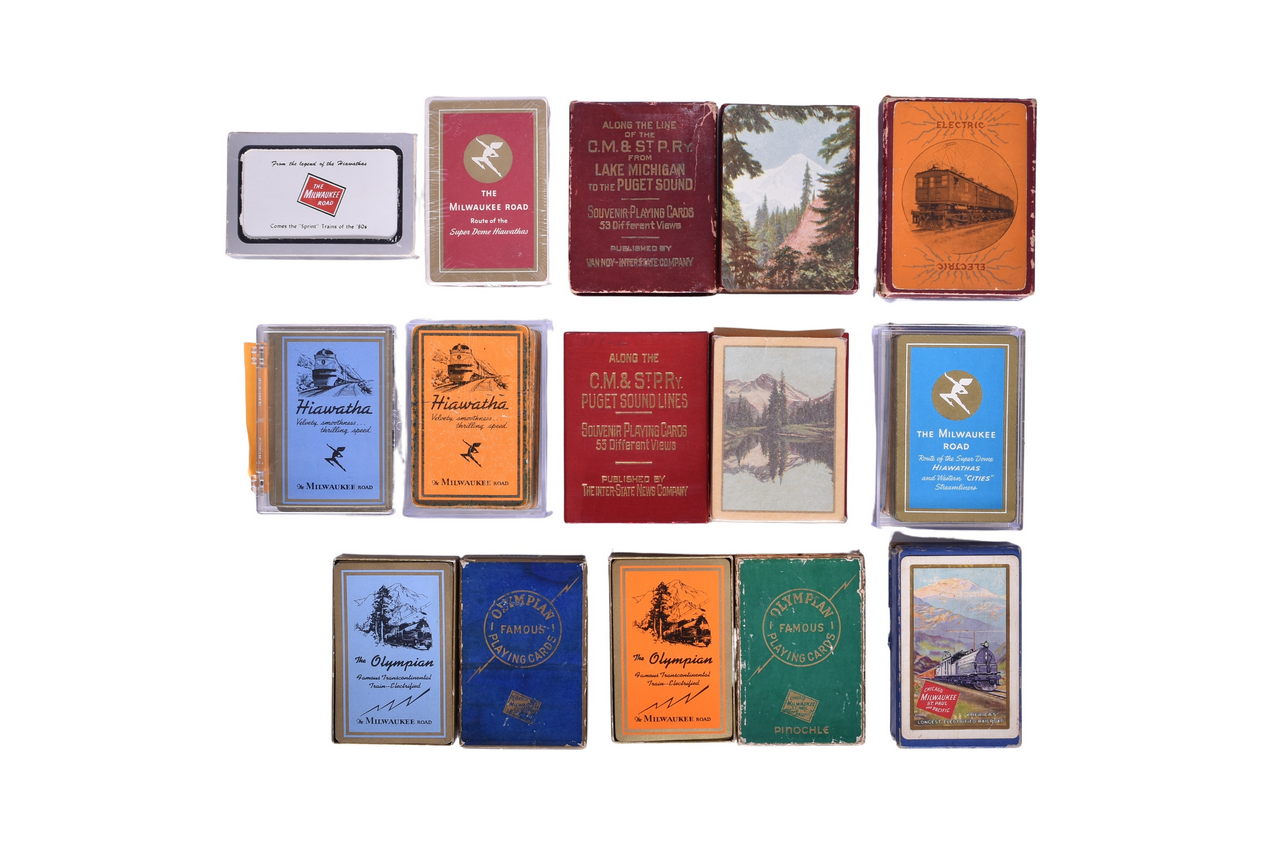 1167 - Fourteen Chicago, Milwaukee, St. Paul & Pacific Puget Sound Railroad Playing Card Decks thumbnail