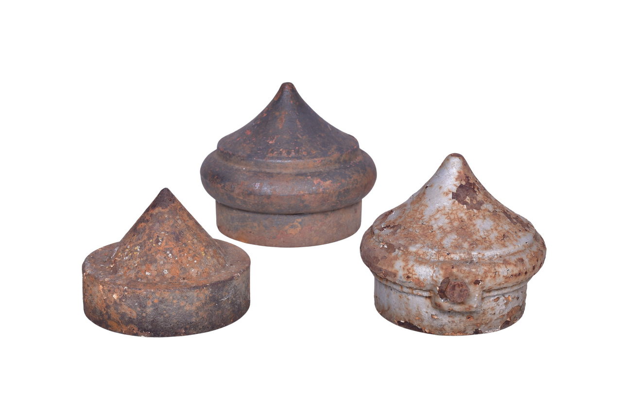 1072 - Trio of Cast Iron Railroad Pole Finials/Pinnacles thumbnail