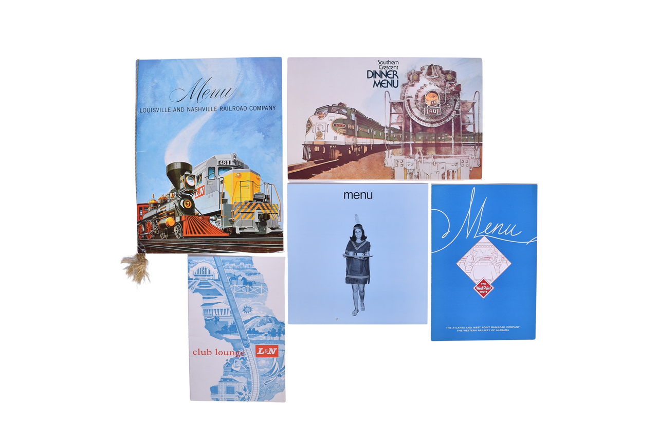 1075 - Five Railroad Dining Car Menus - Louisville & Nashville, Atlanta & West Point, Norfolk & Western, and Southern thumbnail