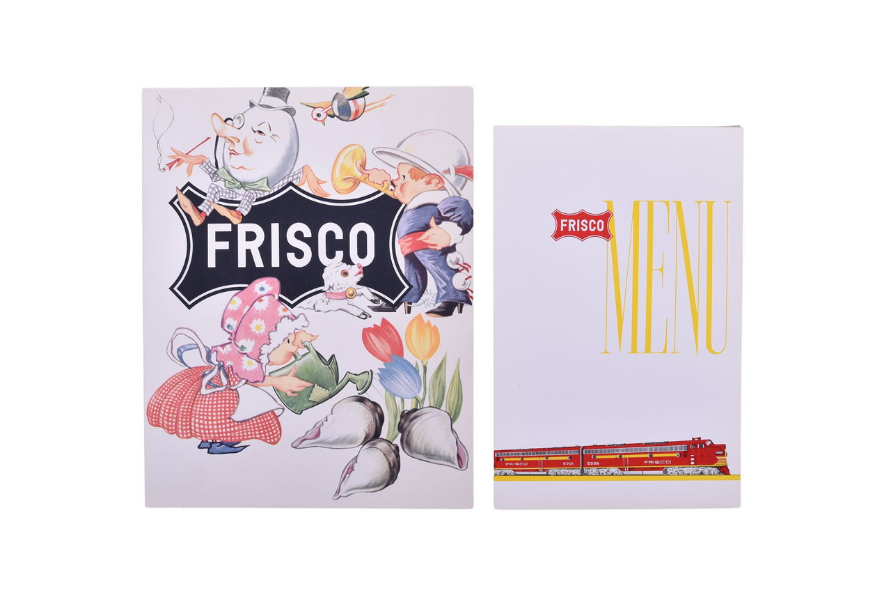 1079 - Pair of Frisco Railroad Menus - Nursery Rhyme Children's Menu and 1947 Lunch Menu thumbnail
