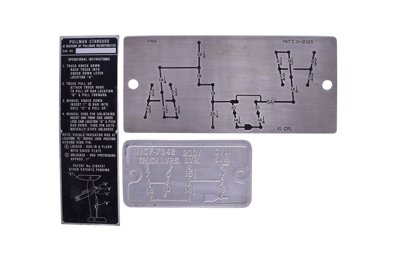 1180 - Trio of Railroad Information Signs - Pennsylvania Railroad, New York Central, and Pullman thumbnail