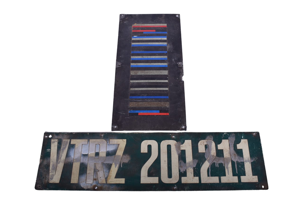 1184 - Pair of Railroad Car Identification Signs - Trailer Number and KarTrak ACI thumbnail