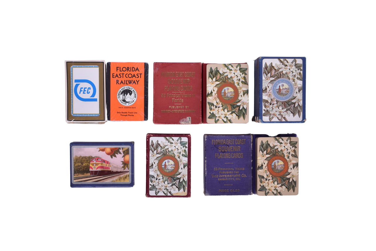 1211 - Nine Florida East Coast Railroad Playing Card Decks Including New Old Stock thumbnail