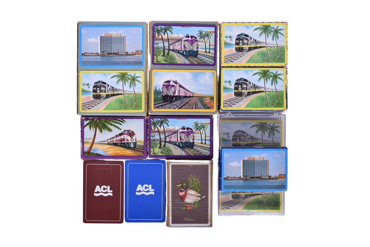 1225 - Sixteen Atlantic Coast Line Railroad Playing Card Decks Mostly New Old Stock thumbnail
