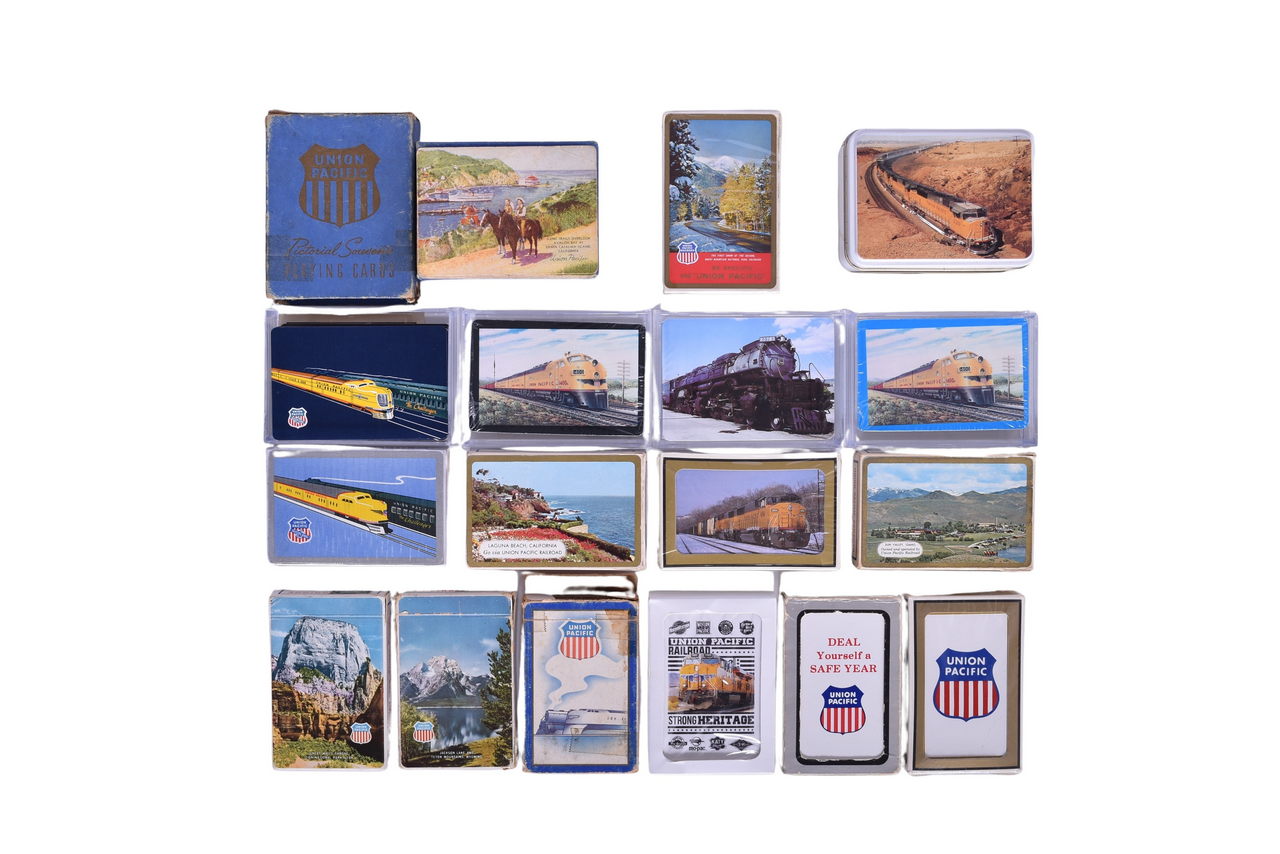1229 - Seventeen Union Pacific Railroad Playing Card Decks Including New Old Stock thumbnail