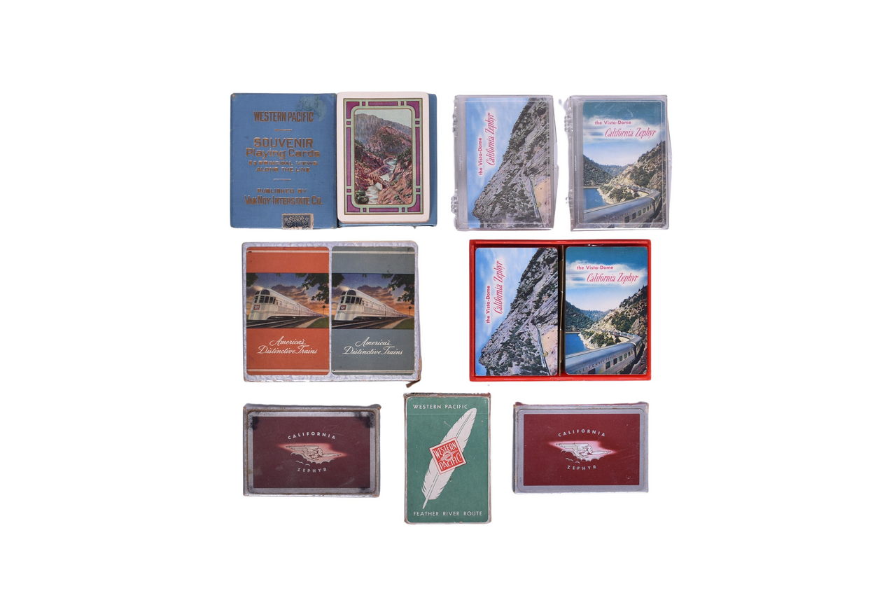 1231 - Ten Western Pacific and Burlington Route Railroad Playing Card Decks - California Zephyr and Feather River Route thumbnail